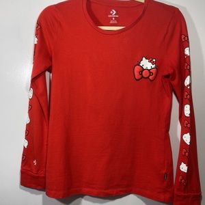 Hello Kitty x Converse long sleeve t shirt XS in bright cherry red. Barely worn